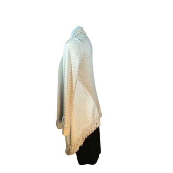 Anthropologie Saturday Sunday Beige Elise Fringe Sweater Cardigan asymmetrical - Picture 4 of 15